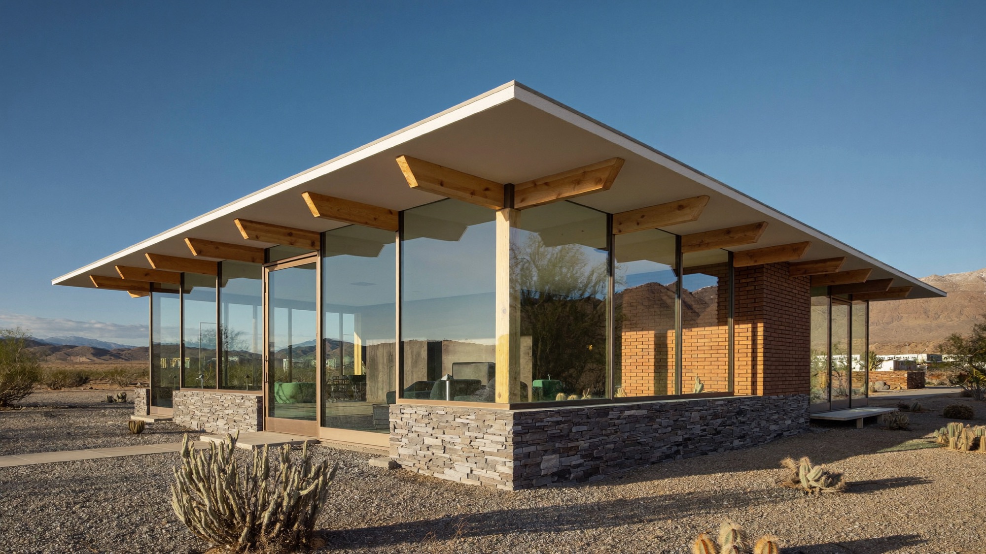 Edificio de aluminio y vidrio integrado al paisaje del desierto de Atacama